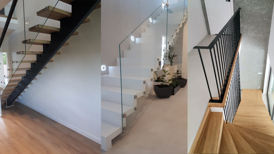 Częstochowa - Nowoczesne schody ze szklaną i metalową balustradą